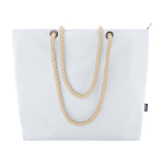 Strandtas van gerecycled polyester met koordhandvatten 23L kleur wit tweede weergave voorkant