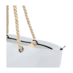 Strandtas van gerecycled polyester met koordhandvatten 23L kleur wit weergave detail 1