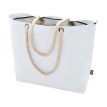Strandtas van gerecycled polyester met koordhandvatten 23L kleur wit tweede weergave