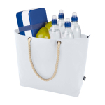 Strandtas van gerecycled polyester met koordhandvatten 23L kleur wit derde weergave