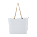 Strandtas van gerecycled polyester met koordhandvatten 23L kleur wit derde weergave voorkant