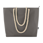 Strandtas van gerecycled polyester met koordhandvatten 23L kleur grijs tweede weergave voorkant