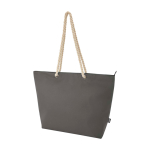 Strandtas van gerecycled polyester met koordhandvatten 23L kleur grijs