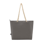 Strandtas van gerecycled polyester met koordhandvatten 23L kleur grijs tweede weergave achterkant