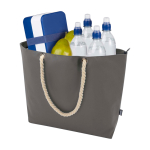 Strandtas van gerecycled polyester met koordhandvatten 23L kleur grijs derde weergave