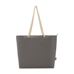Strandtas van gerecycled polyester met koordhandvatten 23L kleur grijs derde weergave voorkant