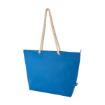 Strandtas van gerecycled polyester met koordhandvatten 23L kleur koningsblauw