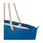 Strandtas van gerecycled polyester met koordhandvatten 23L kleur koningsblauw weergave detail 1