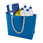 Strandtas van gerecycled polyester met koordhandvatten 23L kleur koningsblauw derde weergave