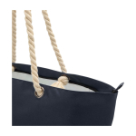 Strandtas van gerecycled polyester met koordhandvatten 23L kleur marineblauw weergave detail 1