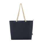 Strandtas van gerecycled polyester met koordhandvatten 23L kleur marineblauw derde weergave voorkant