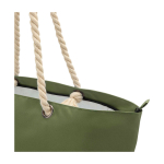 Strandtas van gerecycled polyester met koordhandvatten 23L kleur olijfgroen weergave detail 1