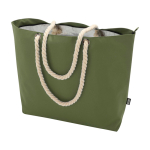 Strandtas van gerecycled polyester met koordhandvatten 23L kleur olijfgroen tweede weergave