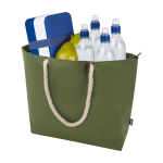 Strandtas van gerecycled polyester met koordhandvatten 23L kleur olijfgroen derde weergave