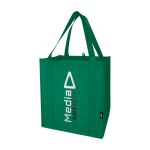 Tas van gerecycled polyester met verstevigde bodem 29L kleur groen weergave zeefdruk