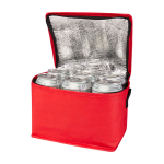 Koeltas van gerecycled non-woven materiaal voor 6 blikjes, 4L kleur rood