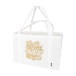 Extra grote handtas van gerecycled polyester met hengsels 65L kleur wit weergave transfer printen