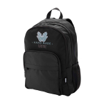 Laptoprugzak van gerecycled polyester met laptopvak 15 inch kleur zwart weergave transfer printen