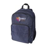 Laptoprugzak van gerecycled polyester met laptopvak 15 inch kleur marineblauw weergave transfer printen