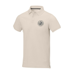 Polo met korte mouwen van katoen in piqué 200 g/m² Elevate Life kleur zand weergave zeefdruk