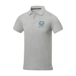 Polo met korte mouwen van katoen in piqué 200 g/m² Elevate Life kleur lichtgrijs gemarmerd weergave zeefdruk