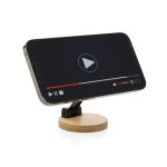 Magnetische telefoonhouder van gerecycled plastic en bamboe kleur zwart tweede weergave