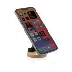 Magnetische telefoonhouder van gerecycled plastic en bamboe kleur zwart derde weergave