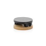 Magnetische telefoonhouder van gerecycled plastic en bamboe kleur zwart vierde weergave