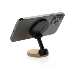 Magnetische telefoonhouder van gerecycled plastic en bamboe kleur zwart zesde weergave