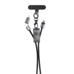 Kabel met milieuvriendelijk snoer voor mobiel met 3 oplaadpoorten kleur grijs derde weergave