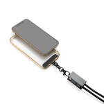 Kabel met milieuvriendelijk snoer voor mobiel met 3 oplaadpoorten kleur grijs vierde weergave