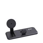 Magnetische 3-in-1 oplader met draadloos magnetisch laden 15W kleur zwart met afdrukgebied