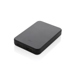 Powerbank van gerecycled plastic met twee poorten 5.000 mAh kleur zwart