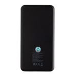 Powerbank van gerecycled plastic met indicator 10.000 mAh kleur zwart derde weergave