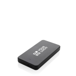 Powerbank van gerecycled plastic met indicator 10.000 mAh kleur zwart met afdrukgebied