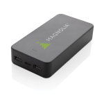 Milieuvriendelijke powerbank van 20.000 mAh met 3 oplaadpoorten kleur zwart weergave met logo