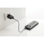 Powerbank met geïntegreerde kabels en digitaal scherm 10.000 mAh kleur zwart achtste weergave