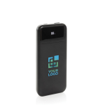 Powerbank met geïntegreerde kabels en digitaal scherm 10.000 mAh kleur zwart met afdrukgebied