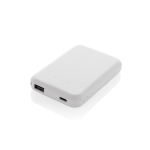 Draadloze magnetische powerbank van gerecycled plastic 5.000 mAh kleur wit