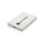 Powerbank met magnetische draadloze oplading en indicator 5.000 mAh kleur zilver weergave met logo