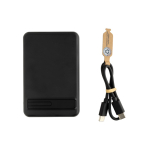 Magnetische bamboe powerbank met draadloos opladen 5.000 mAh kleur zwart tweede weergave