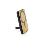 Magnetische bamboe powerbank met draadloos opladen 5.000 mAh kleur zwart derde weergave
