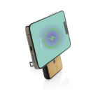 Magnetische bamboe powerbank met draadloos opladen 5.000 mAh kleur zwart zesde weergave