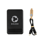 Magnetische bamboe powerbank met draadloos opladen 5.000 mAh kleur zwart weergave met logo