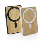 Magnetische bamboe powerbank met draadloos opladen 5.000 mAh kleur zwart algemene weergave