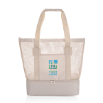 Elegante 2-in-1 koelrugtas van RPET met PEVA-voering van 20L kleur beige met afdrukgebied