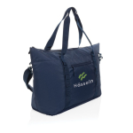 XL thermotas van RPET met twee handvatten en schouderband 30L kleur marineblauw weergave met logo