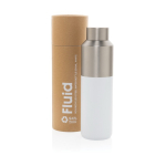 Thermofles van gerecycled staal met lekvrije dop 600ml kleur wit weergave met doos