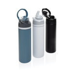 Dubbelwandige fles van gerecycled roestvrij staal 700ml kleur zwart algemene weergave