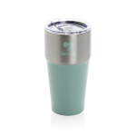 Antilek thermobeker van gerecycled roestvrij staal 500ml kleur groen weergave met logo